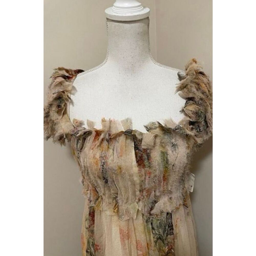 NWT Free People Irina Embellished Raw Edges Floral print Vintage Dress size L Re - Picture 8 of 10